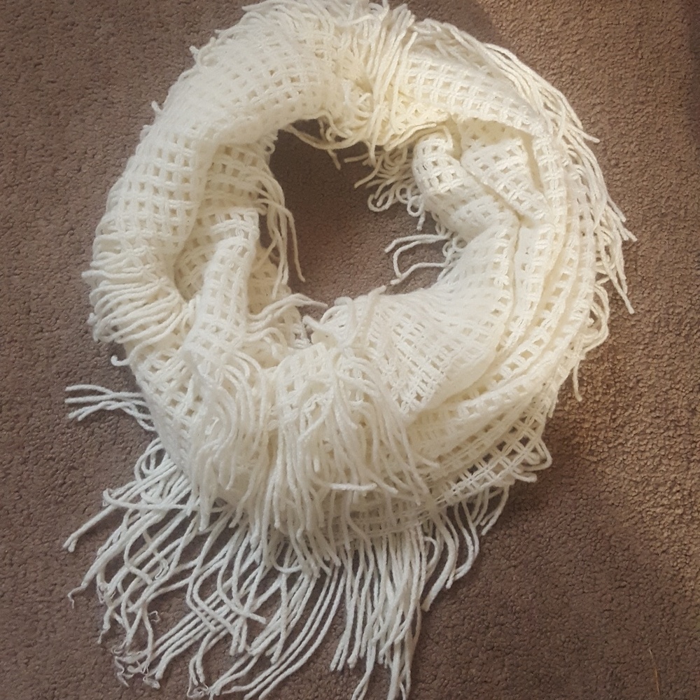 White Eyelet Infinity Scarf
